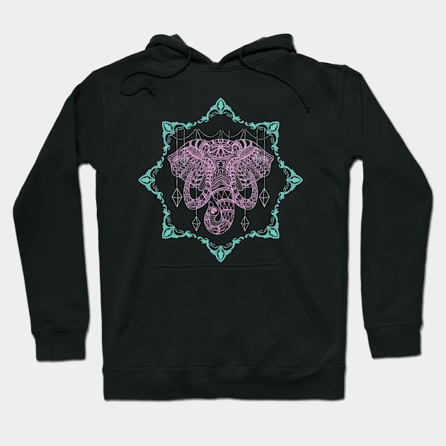 Elephant Mandala - Boho Animal Art Hoodie by TopKnotDesign